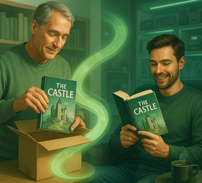 Comprador leyendo un libro